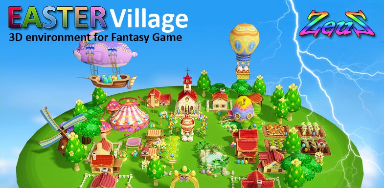 Cartoon Easter Village - create an unique cartoon 3D environment.